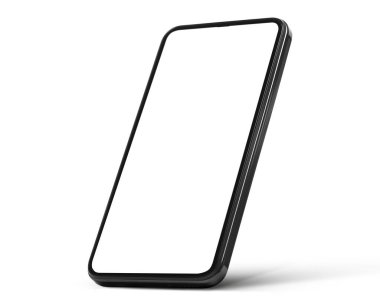 Beyaz arka planda boş ekranı olan akıllı telefon. Tasarım için model