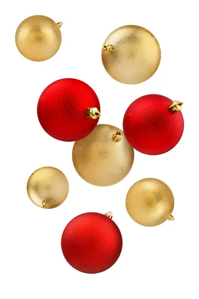 Hermosas Bolas Navidad Cayendo Sobre Fondo Blanco Imagen De Stock