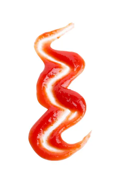 Lekkere Ketchup Geïsoleerd Wit Bovenaanzicht Tomatensaus — Stockfoto