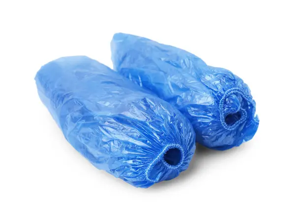 Gewalste Blauwe Schoenhoezen Geïsoleerd Wit — Stockfoto