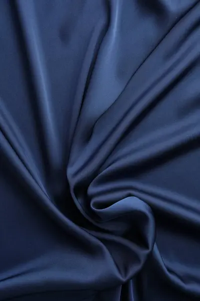 Textura Tecido Seda Azul Amassado Como Fundo Vista Superior — Fotografia de Stock