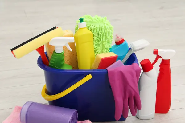 Diferentes Suprimentos Limpeza Balde Chão — Fotografia de Stock
