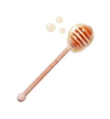 Beyaz arka planda lezzetli doğal bal ve balık, üst manzara.