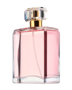 Beyaz şişedeki lüks parfüm.