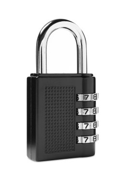 Kilitli çelik kombinasyon asma kilit beyaza izole edildi