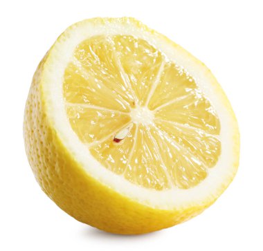 Limonun yarısı beyaza izole edilmiş. Citrus meyvesi.