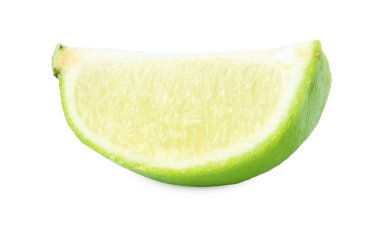 Citrus meyvesi. Beyaza izole edilmiş taze limon dilimi