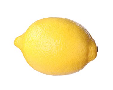 Citrus meyvesi. Taze olgun bir limon beyaza izole edilmiş.