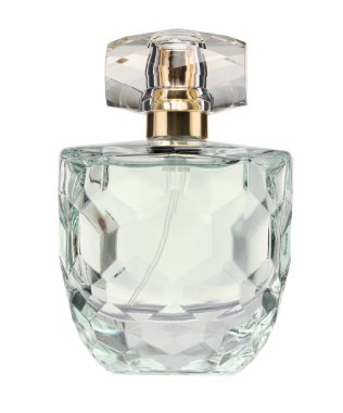 Beyaz şişedeki lüks parfüm.