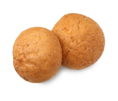 Beyaz üzerine izole edilmiş taze hamburger çörekleri.