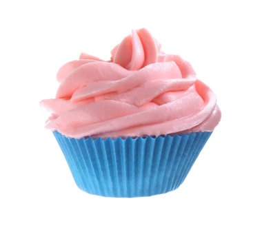 Beyaz üzerine pembe kremalı enfes kek.