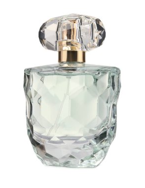 Beyaz şişedeki lüks parfüm.