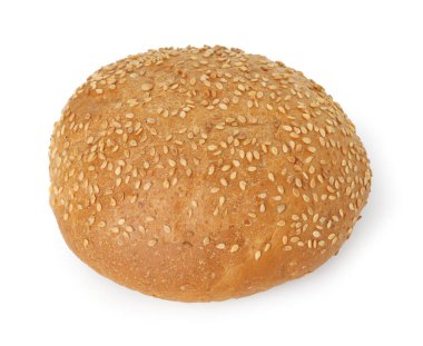 Bir taze hamburgerli susam tohumlu beyaz üzerine izole edilmiş.