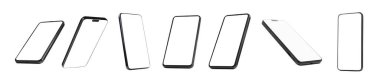 Beyaz ekranlı akıllı telefonlar, kolaj. Tasarım için model