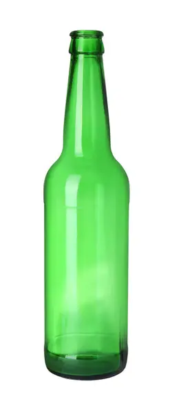 Une Bouteille Bière Verte Vide Isolée Sur Blanc — Photo
