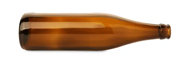 Une Bouteille Bière Brune Vide Isolée Sur Blanc — Photo