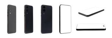 Beyaz ekranlı akıllı telefonlar, kolaj. Tasarım için model