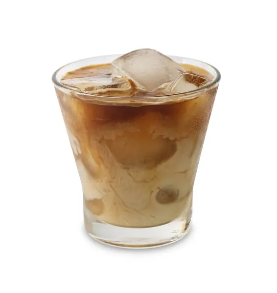 Iced Coffee Milk Glass White Background Stock Photo