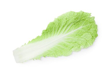 Çin lahanasının taze yaprağı beyaza izole edilmiş, üst manzara.