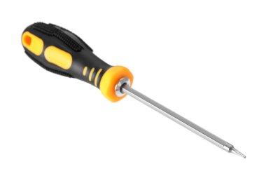 Beyaz üzerine izole edilmiş renkli saplı bir tornavida