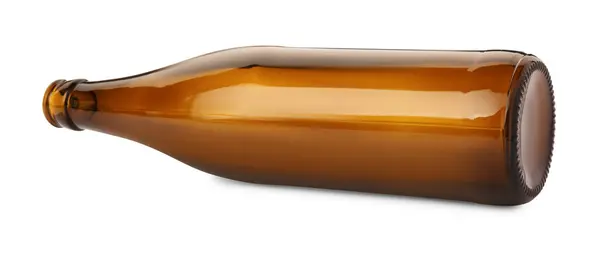 Una Botella Cerveza Marrón Vacía Aislada Blanco —  Fotos de Stock
