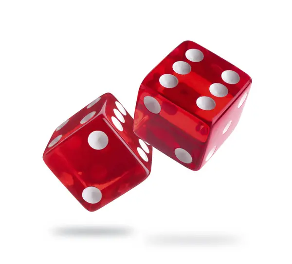 Red Dice Air White Background — Stock Photo, Image