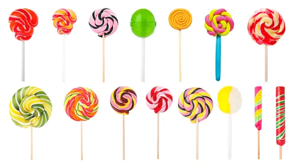 Different Colorful Lollipops Isolated White Set — Stock Photo, Image
