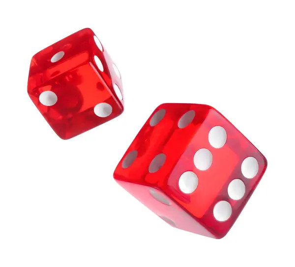 Red Dice Air White Background — Stock Photo, Image