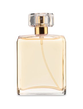 Beyaz şişedeki lüks parfüm.