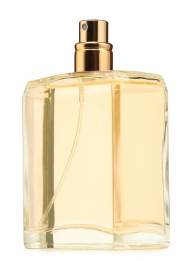 Beyaz şişedeki lüks parfüm.