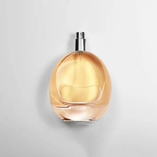 Luksusowe Perfumy Butelce Białym Tle Widok Góry — Zdjęcie stockowe
