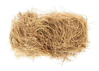 Small dried hay bale on white background, top view clipart