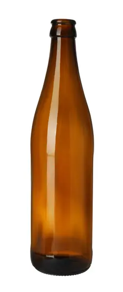 Une Bouteille Bière Brune Vide Isolée Sur Blanc — Photo