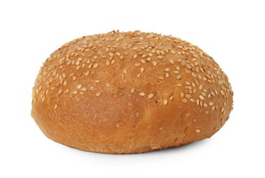 Bir taze hamburgerli susam tohumlu beyaz üzerine izole edilmiş.