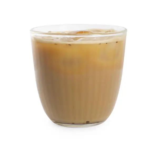 白で隔離されたガラスでミルクでアイスコーヒー — ストック写真