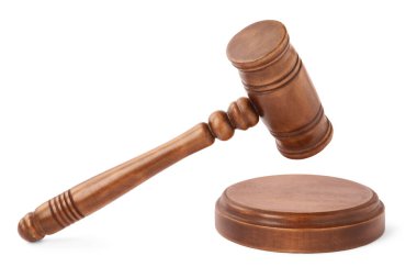 Tahta tokmak beyazda izole edilmiş. Küçük çekiç