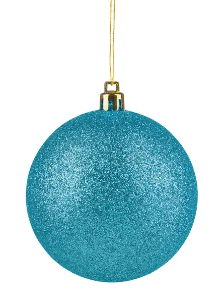 Light Blue Christmas Ball Hanging White Background Stock Picture