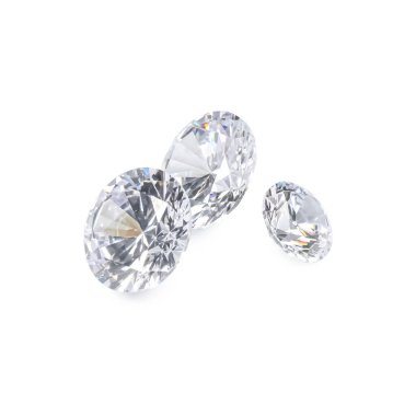 Farklı güzel, parlak elmaslar beyaza izole edilmiş.