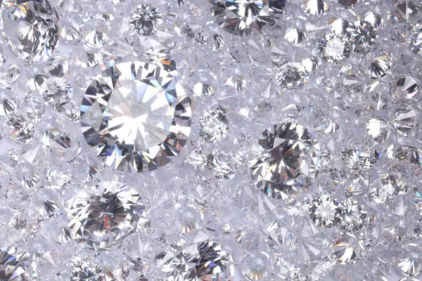 Muitos Diamantes Brilhantes Bonitos Como Fundo Vista Superior — Fotografia de Stock