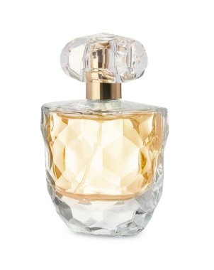 Beyaz şişedeki lüks parfüm.