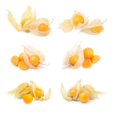 Olgun portakal suyu meyveleri ve beyaz üzerine izole edilmiş kaliks.