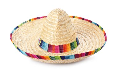 Bir Meksikalı sombrero şapkası beyaza izole edilmiş.