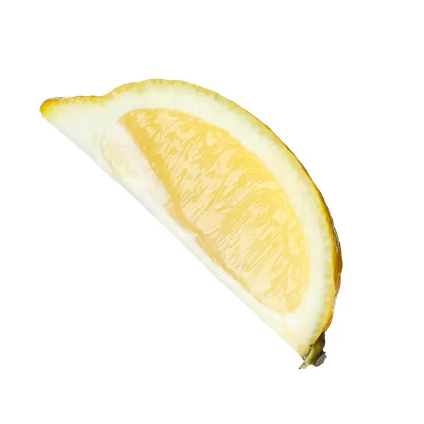 Кусок Свежего Лимона Изолированный Белом — стоковое фото