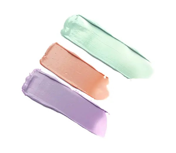 Strokes Pink Green Purple Color Correcting Concealers White Background Top — Stock Photo, Image