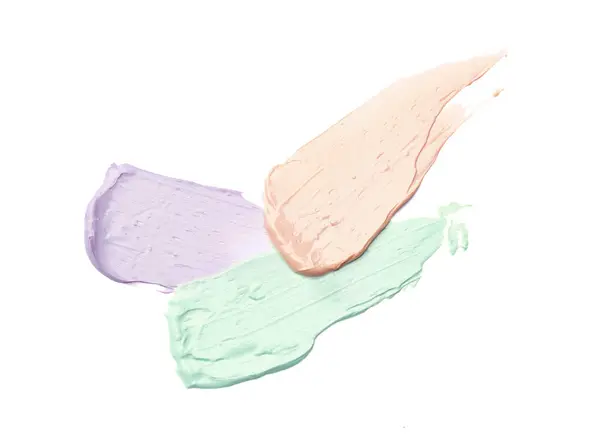 Strokes Pink Green Purple Color Correcting Concealers Isolated White Top — Stock Photo, Image