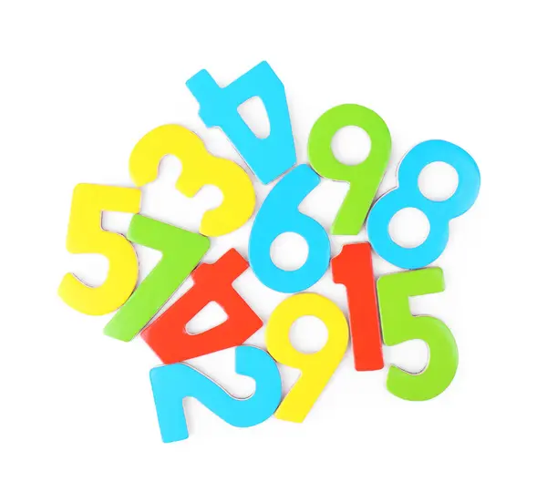 Colorful Numbers White Background Top View — Stock Photo, Image