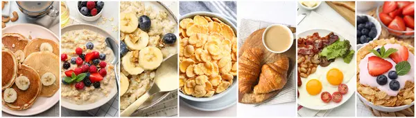 Assortment Tasty Breakfasts Collage Different Meals — Stock Photo, Image