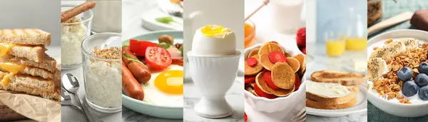 Assortment Tasty Breakfasts Collage Different Meals — Stock Photo, Image