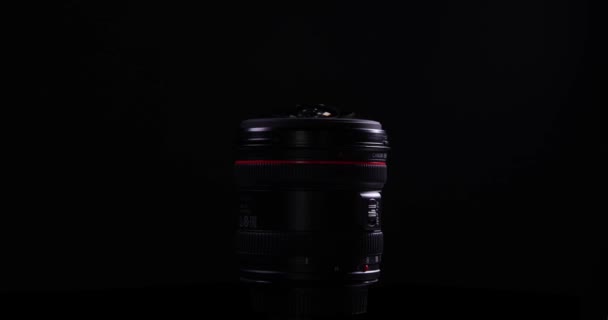 Lviv Ukrayna Ağustos 2022 Canon Fisheye Zoom Lensleri Siyah Arkaplanda — Stok video