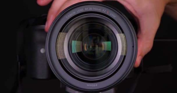 Lviv Ουκρανία Αυγούστου 2022 Φωτογράφος Canon Lens Closeup — Αρχείο Βίντεο